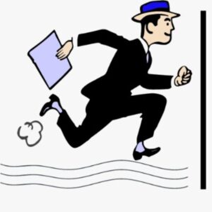 Mobile Notary running with documents